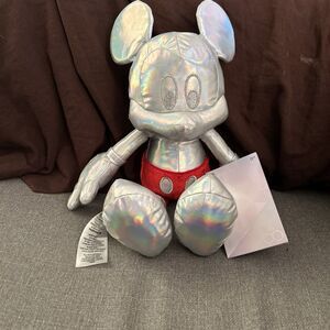 2023 Disney Parks 100th Anniversary Mickey Mouse Silver Platinum Plush Toy New